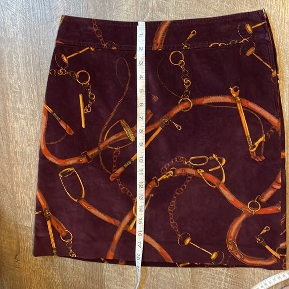 Talbots Petite Maroon Corduroy Horse Bit Bridle Design Mini Skirt size PM - Picture 14 of 15